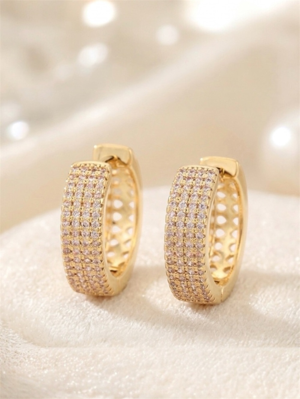 Huggie Earrings | 14K Gold Plated Zirconia Hoop Earrings | Luxury Jewelry